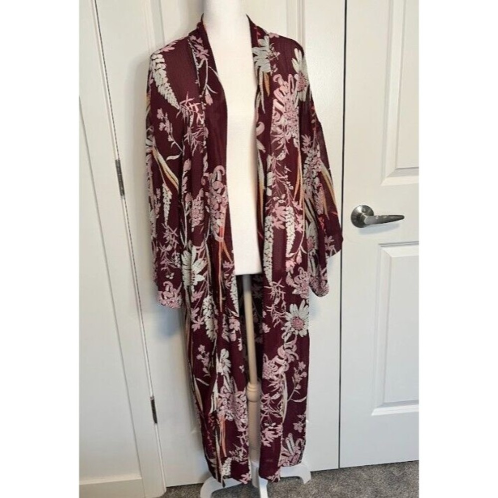 Free People Intimate Floral Duster Cover Up Open Front Lightweight Size Small S